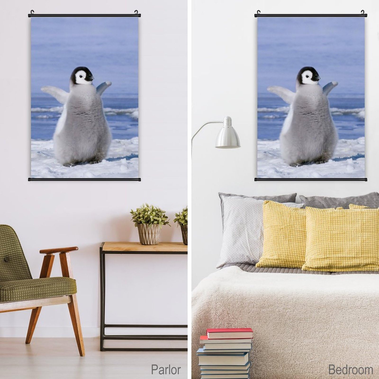 Amazon.co.jp: 氷の上で羽を広げるペンギン ポスター 壁掛け 掛け画